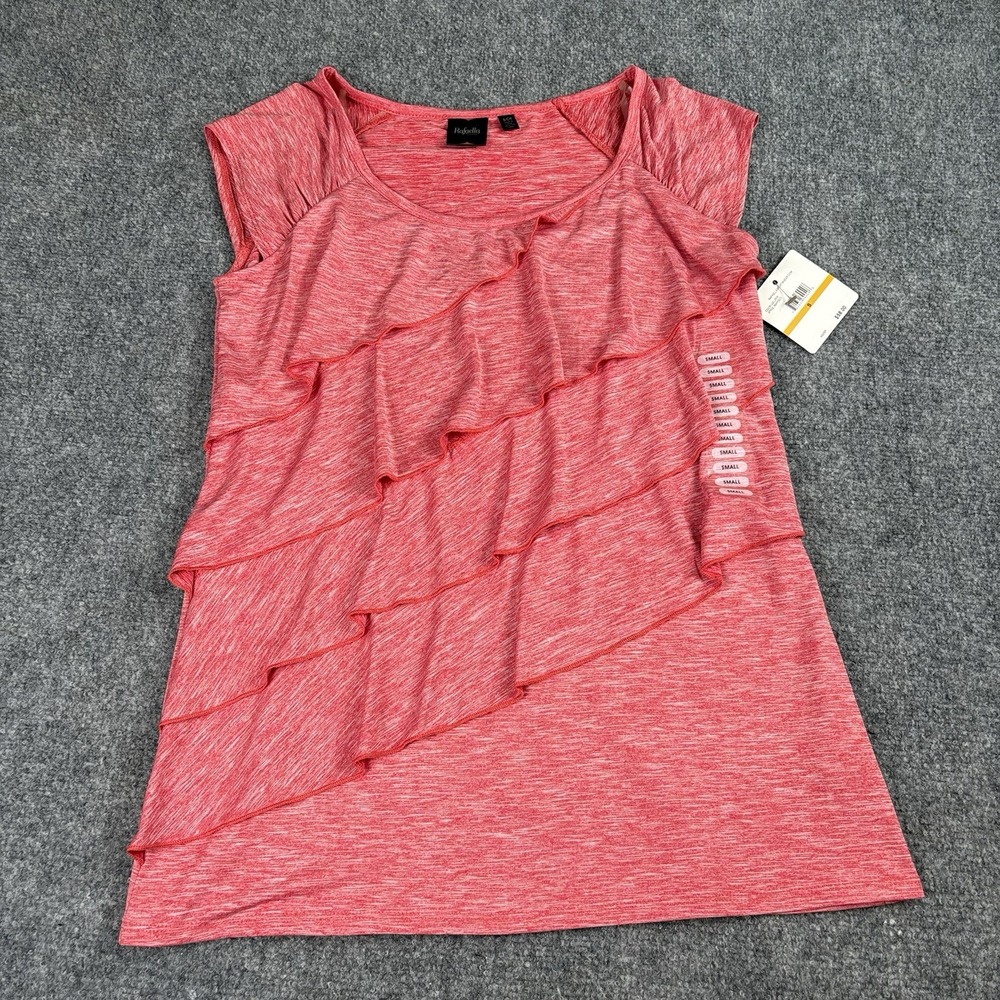 Rafaella Top Womens S Lollipop Pink Sleeveless Ruffle‎ Romantic Coquette Cottage